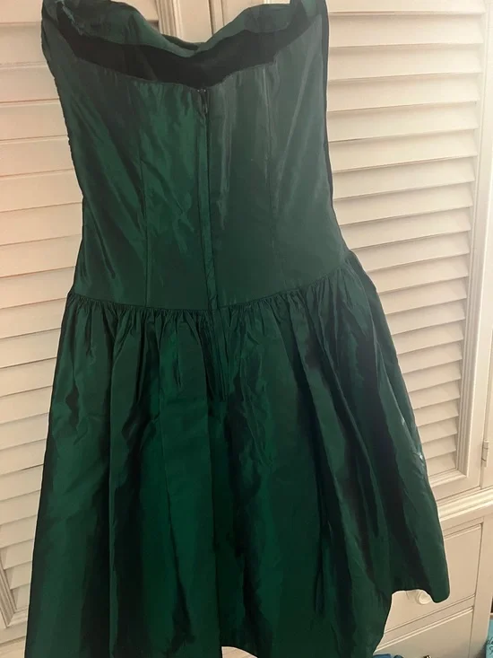 Rare Vintage Gunne Sax Emerald Green and Black Party Dress with Decorative Bow - Picture 7 of 8